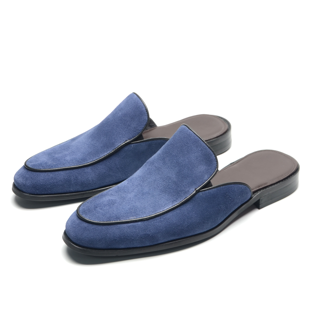 Flip Flop Leather Men - Men's Blue Suede Leather Slide Sandals
