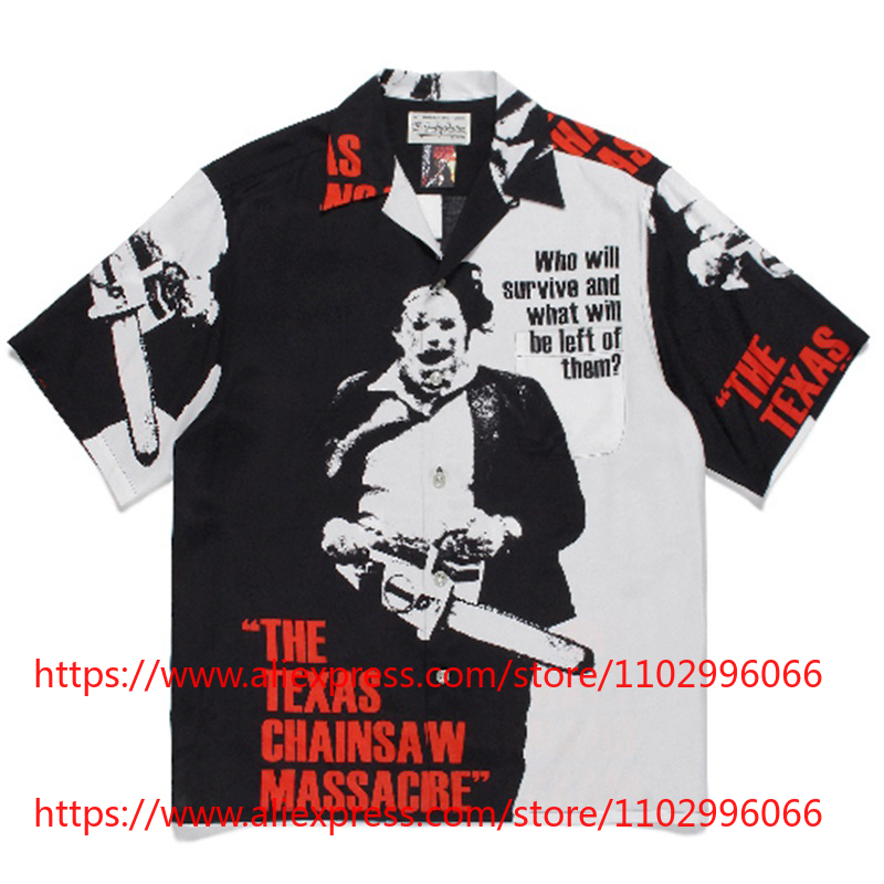 Shirt Camp Collar - 2026SS WACKO MARIA Black White Graffiti