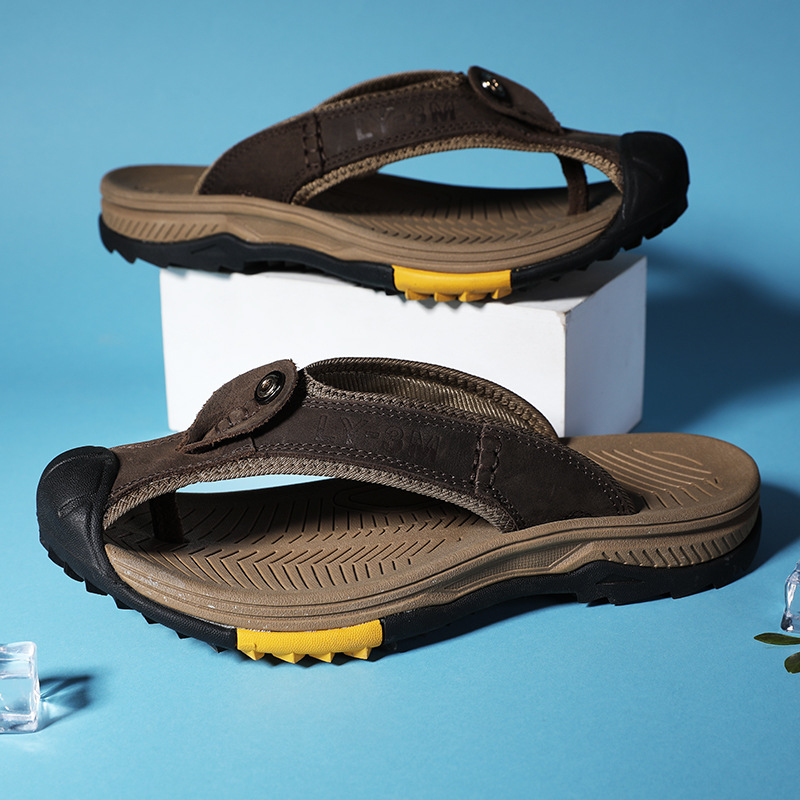 New Men's Genuine Leather Flip - đánh giá và giá Flip Flop Leather Men