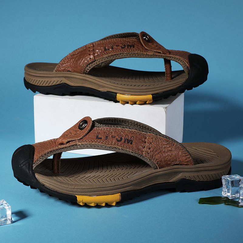 New Men's Genuine Leather Flip - đánh giá và giá Flip Flop Leather Men