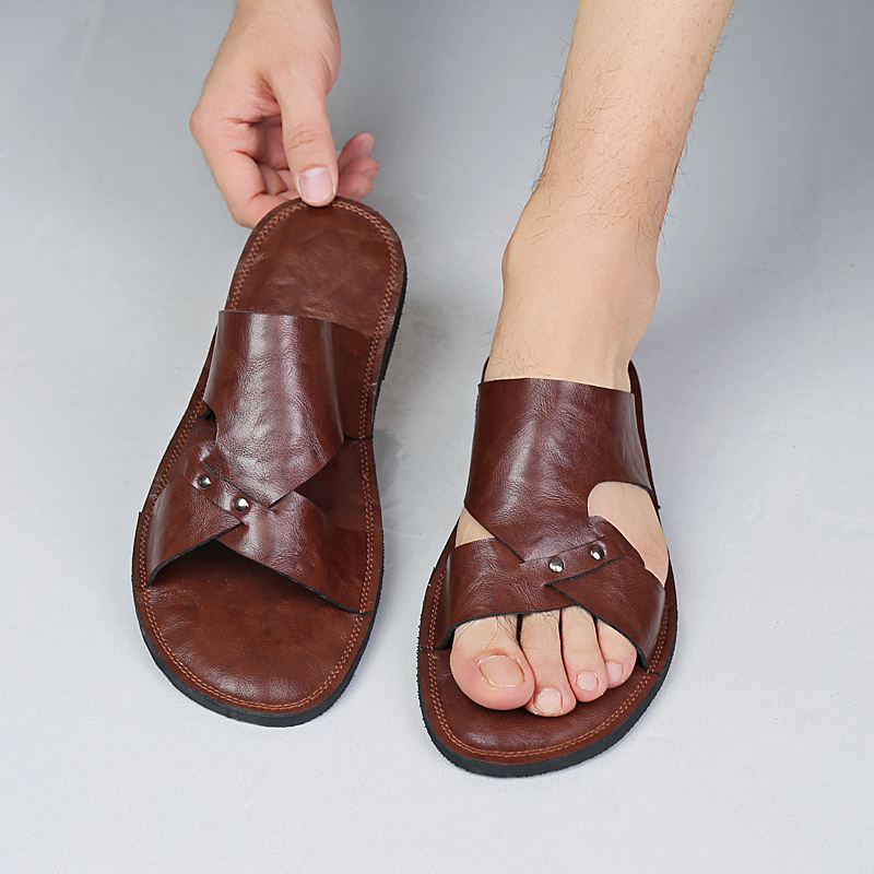 Handmade Leather Slippers Men  - đánh giá và giá Flip Flop Leather Men